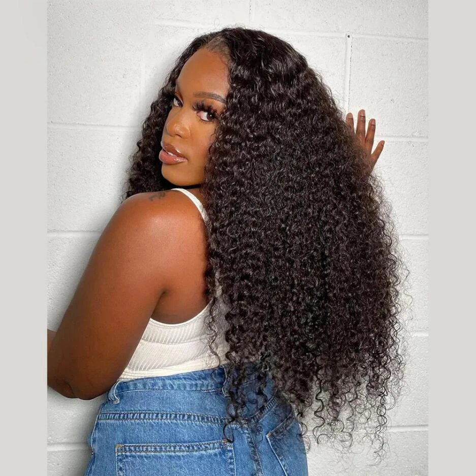Free shipping 180 Density Mongolian Kinky Human Hair 13x4 Front Wigs Afro Curly Synthetic Lace Closure Wig For Women