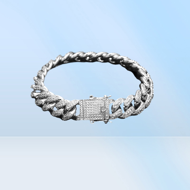Uwin 13mm Men Zircon Curb Cuban Link Bracelet Hip Hop Jewelry Gold Silver Thick Heavy Copper Material Iced Out Cz Chain Bracelet J