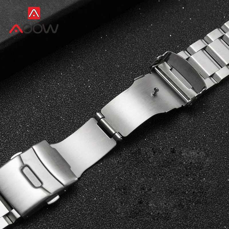 18 19 20 21 22mm 23mm 24mm 25mm Solid Stainless Steel Strap Watchband Metal Folding Buckle Replacement Band Watch Accessories 240116