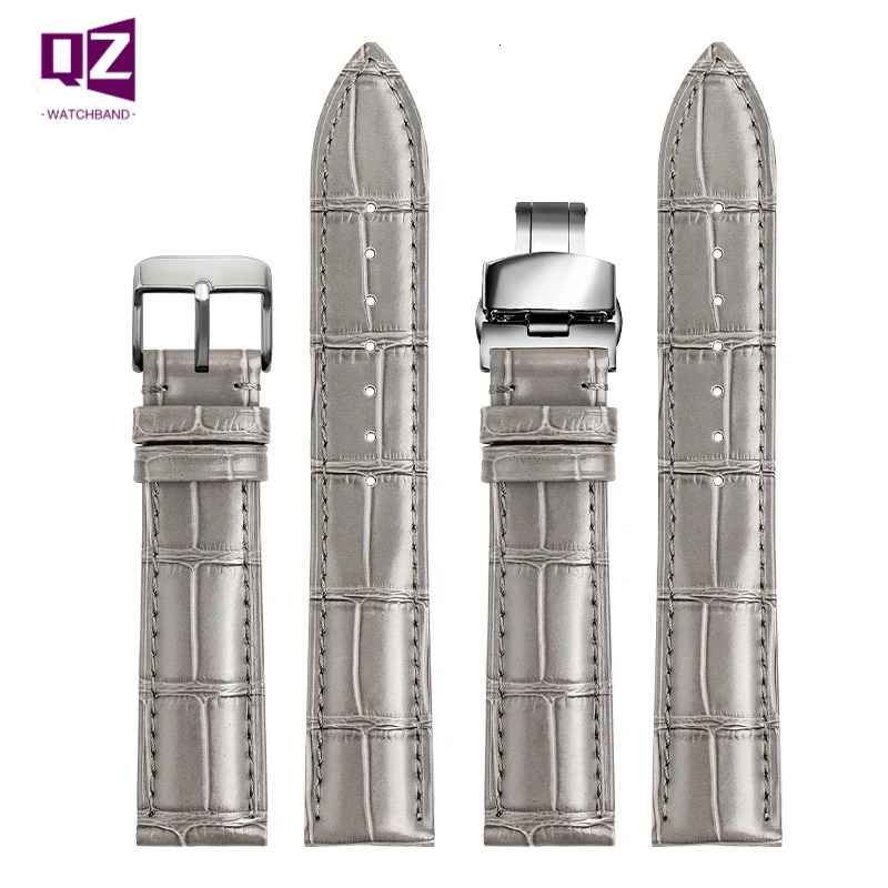Grey Genuine Leather watchband 16mm 18mm 20mm 22mm 21mm cow leather watch strap gray color bracelet soft wristwatches band belts 240116