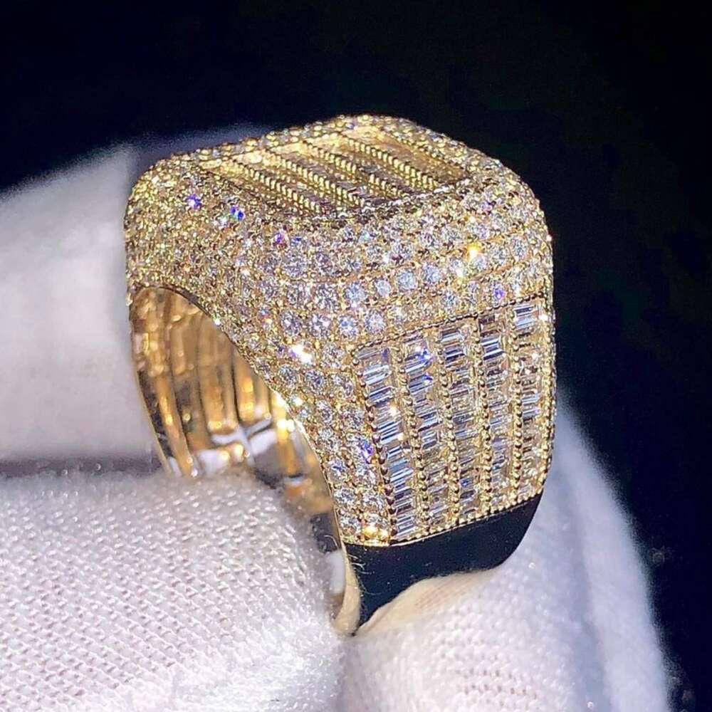 Custom Championship Iced Out Rock Rings Style Sier GRA VVS Baguette Moissanite Dia Mens Hiphop Ring