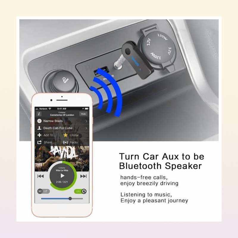 Bluetooth Car Kit Aux o Receiver Adapter Stereo Music Reciever Handsfree Wireless With Mic