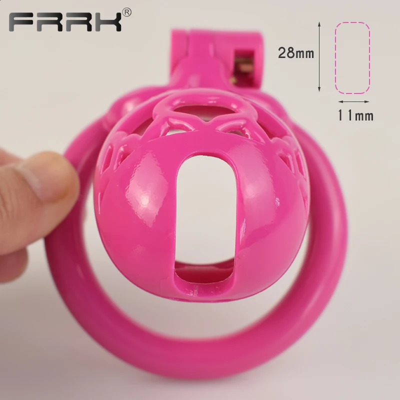 FRRK Locked Life Pink Plastic Chastity Cage with 4 Sizes Penis Rings Adults Sex Products BDSM Toys Sexual Shop Small Standard 240117