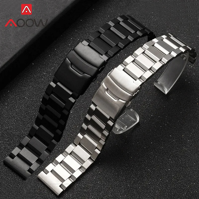 18 19 20 21 22mm 23mm 24mm 25mm Solid Stainless Steel Strap Watchband Metal Folding Buckle Replacement Band Watch Accessories 240116