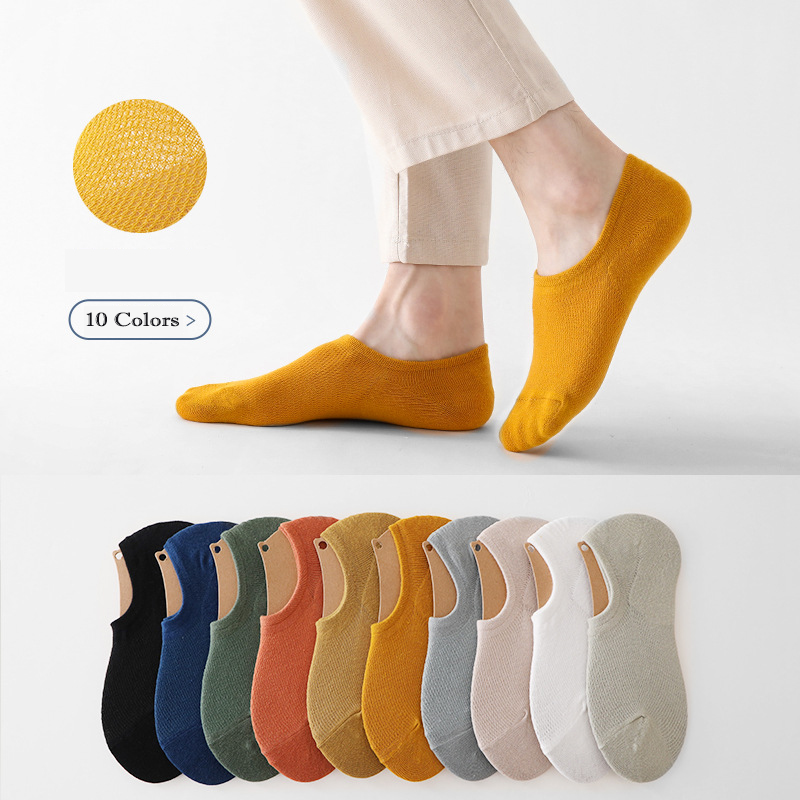 OC Maryya Q51001 Unisex Short Athletic Socks Breathable Mesh Boat Sock Solid Color Thin Sport Anti Slip Heel Cotton DIY Customized