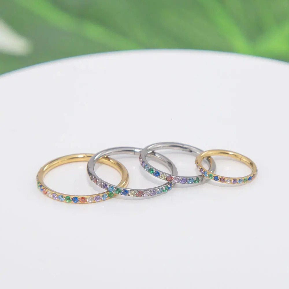 10/50pcs G23 Earrings Set 5A CZ Stones Sexy Nose Rings Daith Lip Hoops Ear Helix Cartilage Piercing Wholesale Jewelry 240117