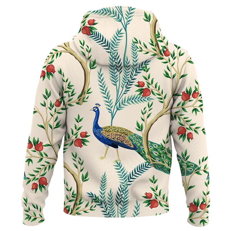 Flower bird and plant illustration 3D Print Zipper Hoodie Sweatshirts Men Women Fashion Casual Pullover Oversized Hoodies 240117