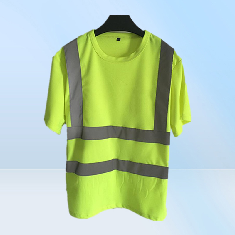 Men039s TShirts Reflective Safety Short Sleeve TShirt High Visibility Road Work Tee Top Hi Vis Workwear5293347