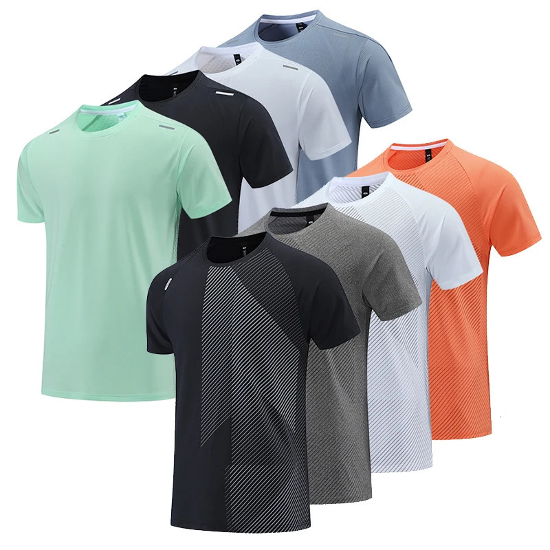 Quick Dry Men Running T-shirt Fitness Sports Top Gym Training Shirt Breathable Jogging Casual Sportswear 240116