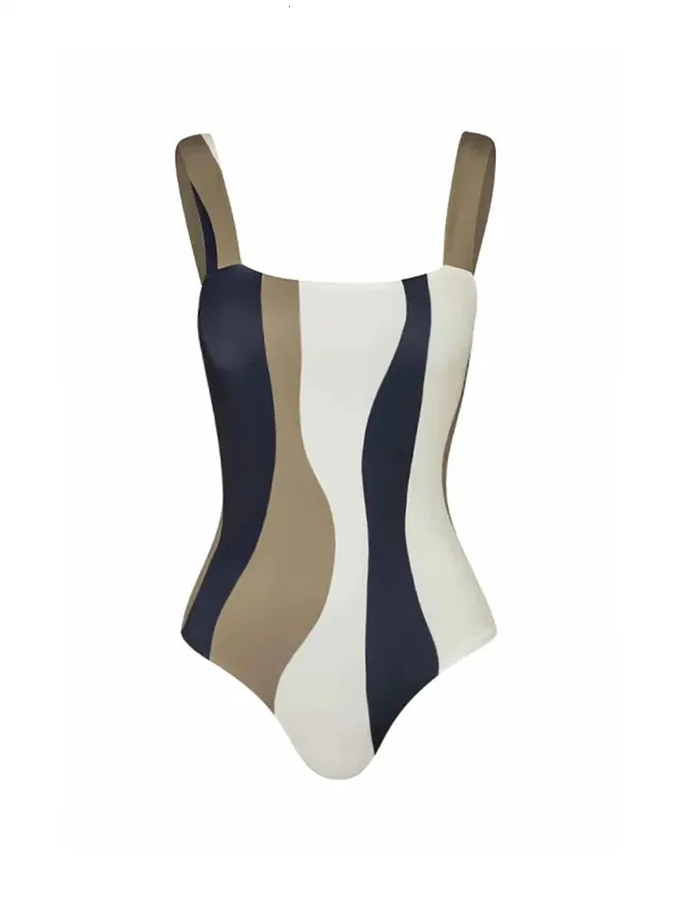 Vintage Slim Asymmetric Striped Bikini Sets Swimsuit with Contrast Cover Up 2 Pack Swimwear Beach Bathing Suit 240116