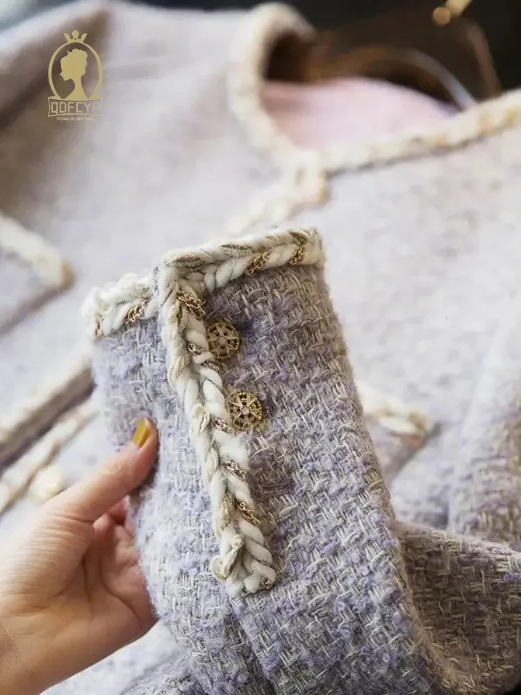 Autumn Winter Womens Coat Casual Style Coarse Tweed Jacket Korean Fashion Elegant Long Sleeve Coats In Promotion 240116