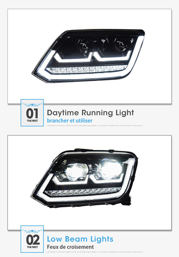 LED Daytime Running Head Light for VW Amarok Car Headlight 2008-2020 Turn Signal High Beam Lamp Lens