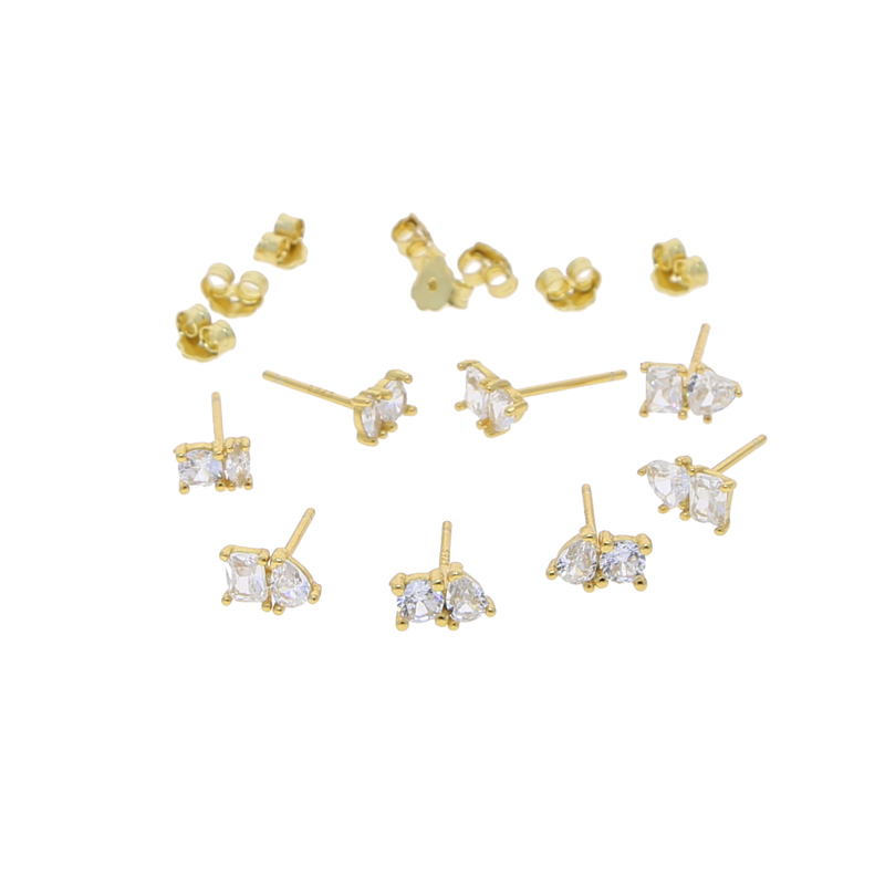 Sterg Sier Zircon Stud Earrings: Heart/Waterdrop/Elliptic, Gift for Her