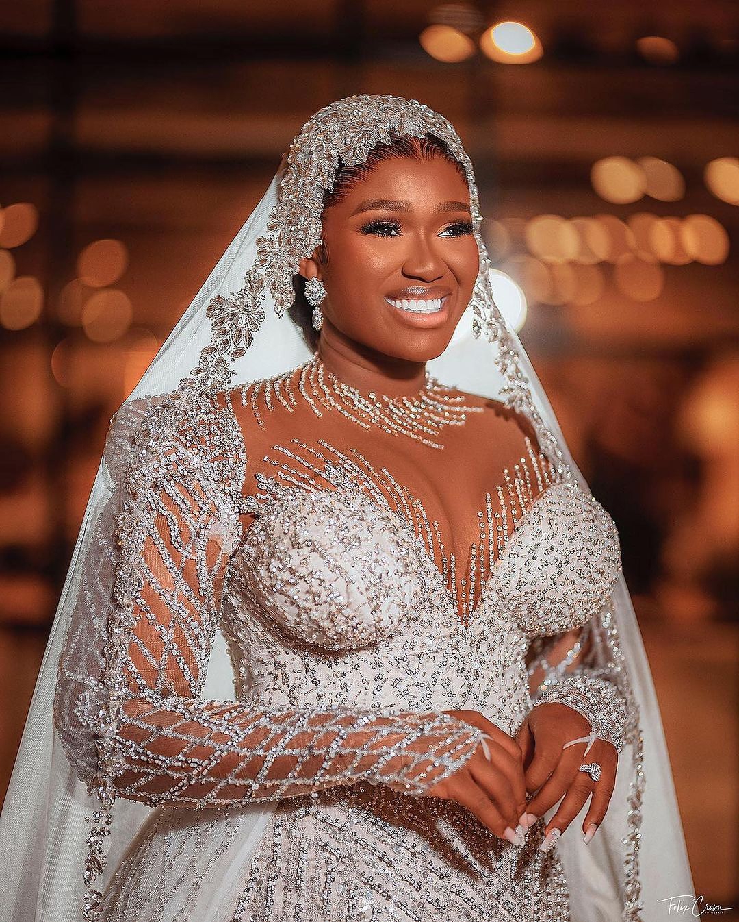 Fancy Beading Mermaid Wedding Dresses Luxury Long Sleeve Sequined Trumpet Gown Vestido De Noiva Custom Made Bridal Dress