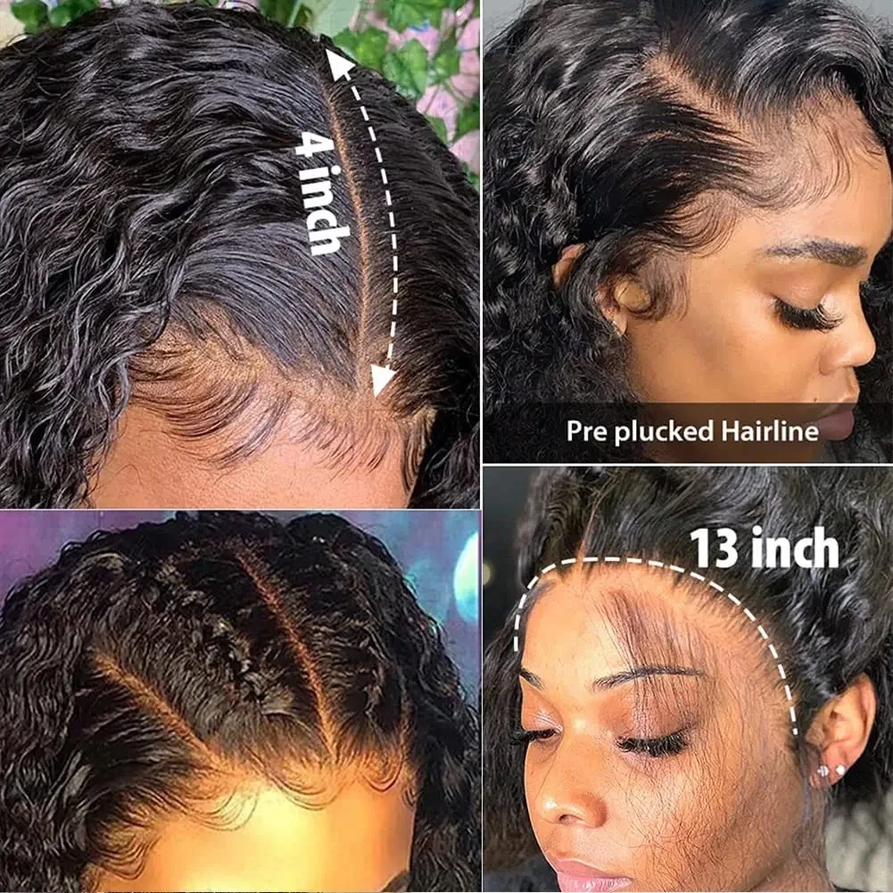 Free shipping Indian Deep Wave Frontal HD 360 Glueless Human Hair Wig Pre Cut Curly Lace Front Wigs Synthetic for Women