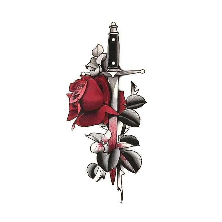 Wind tattoo sticker with colored mermaid, nine tailed fox, flying horse, geometric animal pattern, waterproof