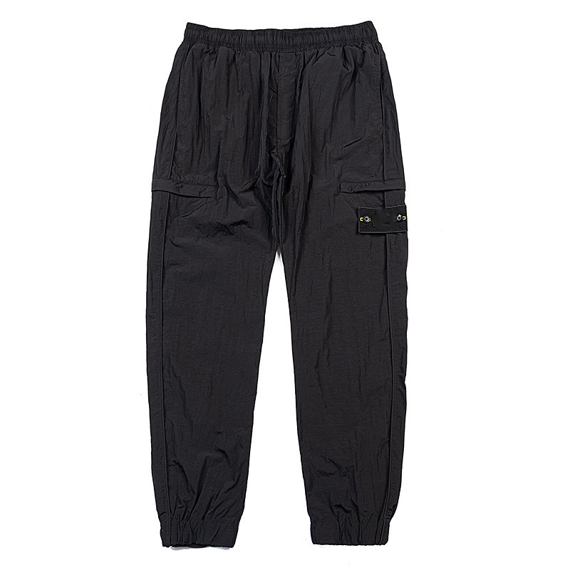 Metal nylon men pants pocket male dyed pant outdoor casual jogging trousers black grey