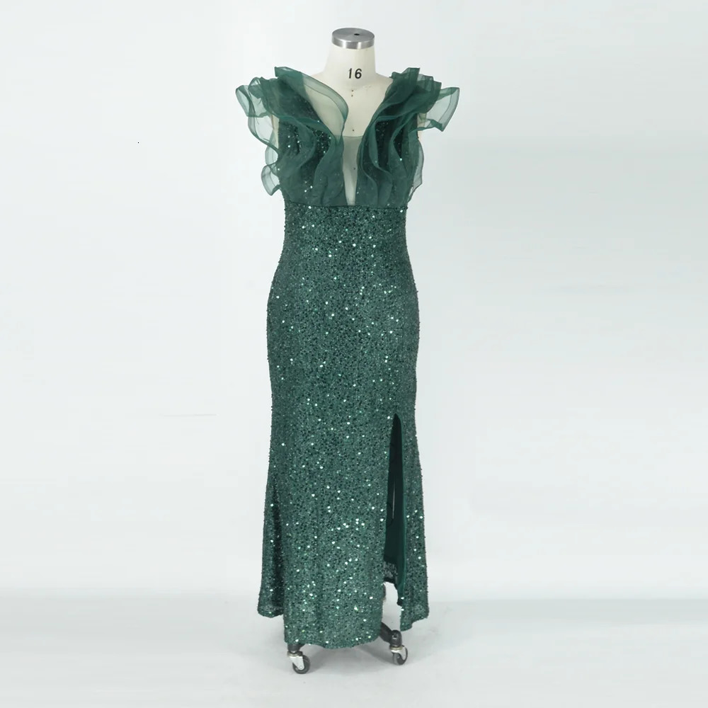 Plusee Plus Size Female Dresses Vneck Tiered Sleeve Sexy Slit Summer Dress For Women 2023 Elegant Lady Wedding Party 240116