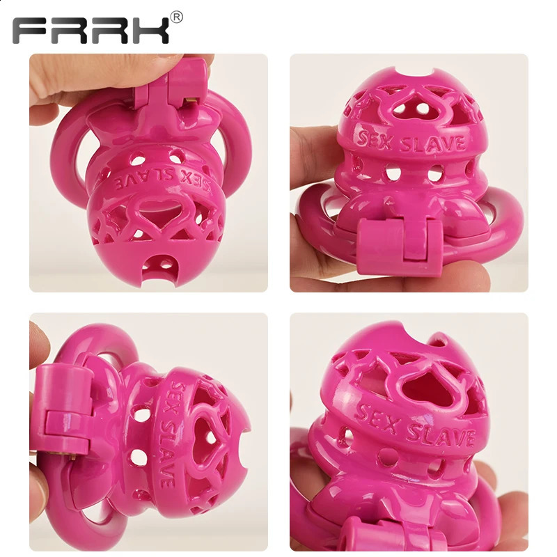 FRRK Locked Life Pink Plastic Chastity Cage with 4 Sizes Penis Rings Adults Sex Products BDSM Toys Sexual Shop Small Standard 240117