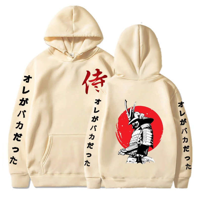 Samurai Japanese Style Anime Print Hoodie Street Harajuku Casual Loose Sweatshirt Comics Hiphop Clothing Unsex Pullover 240117