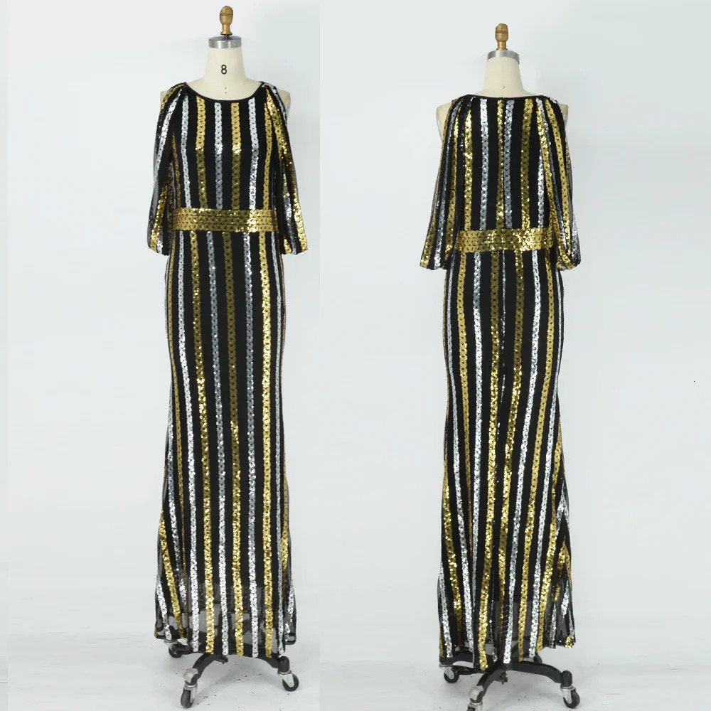 Large Size Evening Dresses Fashion Female Sequin Draped Sleeve Birthday Wedding Party Plus Women Long Elegant Dress 240116