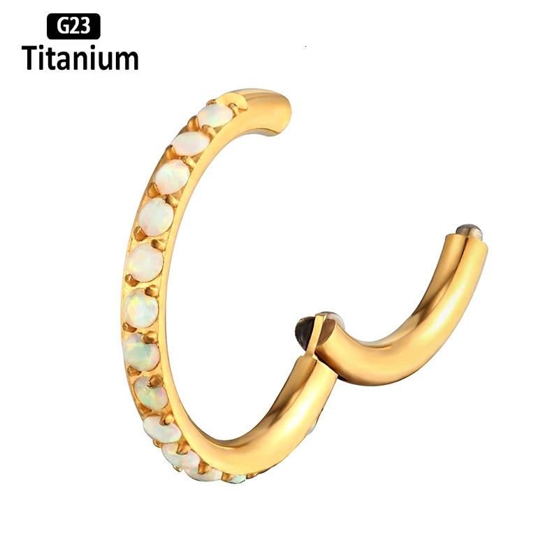 16G Implant Grade ATSM 36 Piercing Opal Septum Piercing Ring Clicker Earrings Nose Rings Piercing Body Jewelry For G23 240117