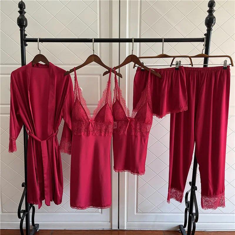 Women's Sleepwear Suspender Nightgown Five-Piece Suit