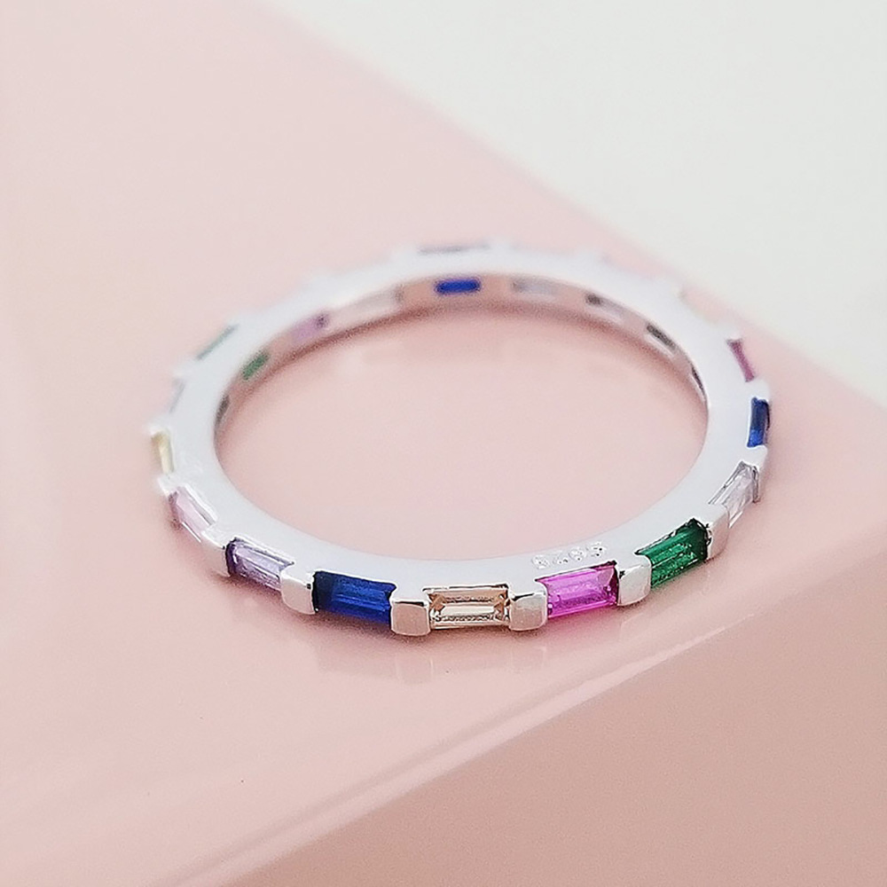 Sterg Sier Joint Princess Cut Colorful Wedding Ring - 5A Cubic Zirconia Jewelry for Women