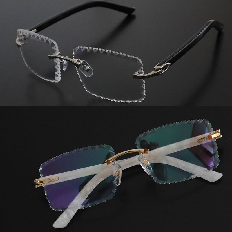 New Fashion Rimless Sunglasses Reading Frames White Plank Eyeglasses C Decoration 18K Gold Frame presbyopic Glasses Men Myopic Optical Male and Female 58-18-140mm