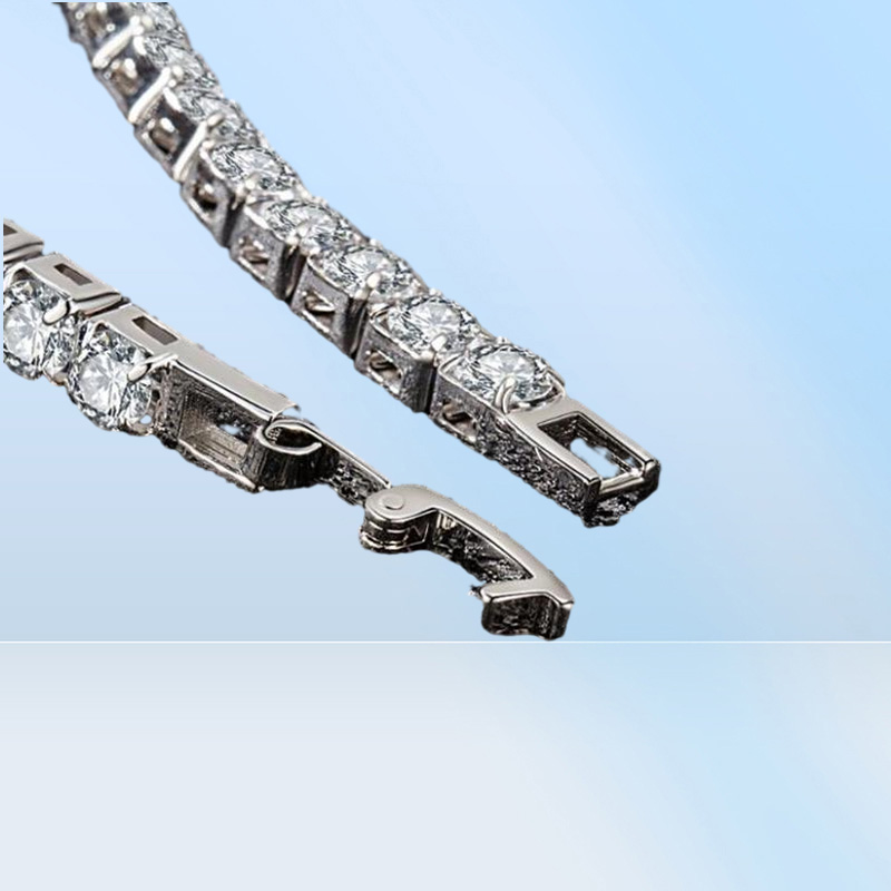 Link Bracelets Real Moissanite Tennis Bracelet For Women S925 Sterling Silver 4mm Diamonds Bangles Chains Fine Jewelry