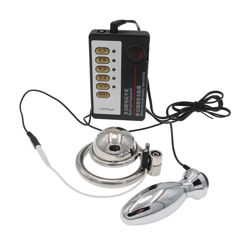 Metal Electric Shock Chastity Cage Male Penis Exercise Hindquarters Masturbation Cock Sexy Toys for Men Chastety Homme 240117