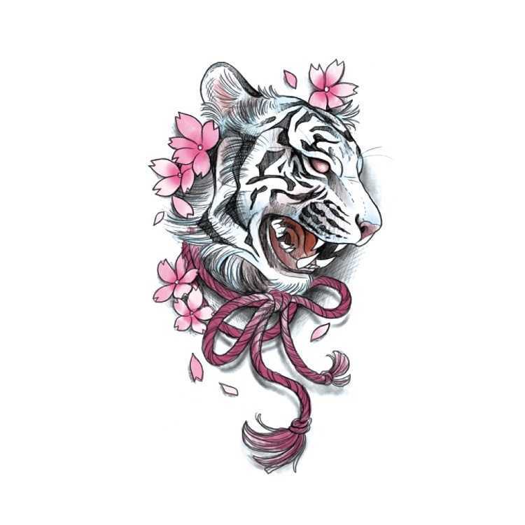 Makeup Punk Style Beauty Set with Simulated Tattoo Colorful Pattern Flower Arm Water Transfer Printing Waterproof Sticker