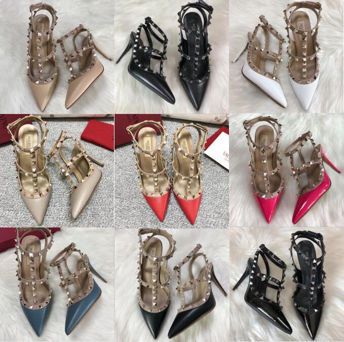 womens designer high heels dress shoes heel sandals rock stud kitten platform sandles white silver leather rivet peep-toes dhgate famous slingback