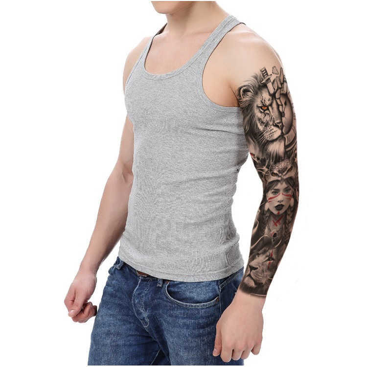 Full arm flower large pattern wind lion wolf sexy simulation tattoo water transfer Tattoo Sticker