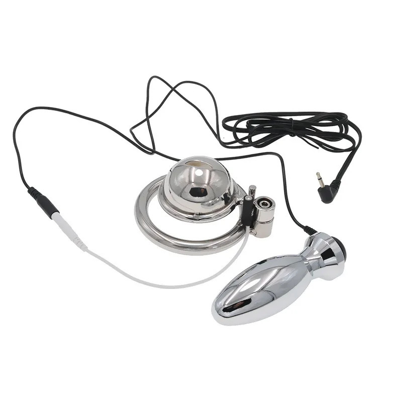 Metal Electric Shock Chastity Cage Male Penis Exercise Hindquarters Masturbation Cock Sexy Toys for Men Chastety Homme 240117