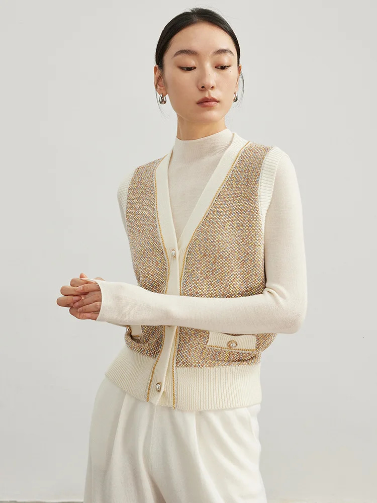 Autumn Womens Wool Vest Thick Tweed Sleeveless Short Coat Vintage 240116