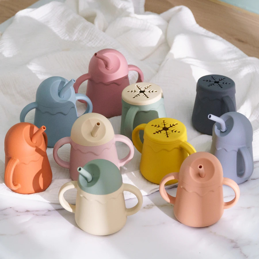 Baby Feeding Drinkware Straw Cup Snack Kids Learning Bottle Leakproof Silicone Tableware Toddler Water 240117