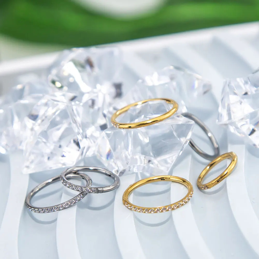 10/50pcs G23 Earrings Set 5A CZ Stones Sexy Nose Rings Daith Lip Hoops Ear Helix Cartilage Piercing Wholesale Jewelry 240117