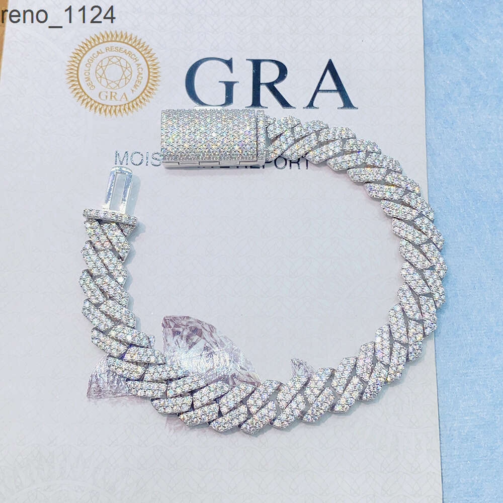 bracelet necklace mossanite 2023 925 Solid Silver Rose Gold Plated Iced Out Hip Hop Fire Jewelry VVS Moissanite Diamond Cuban Link Chain Bracelet Man