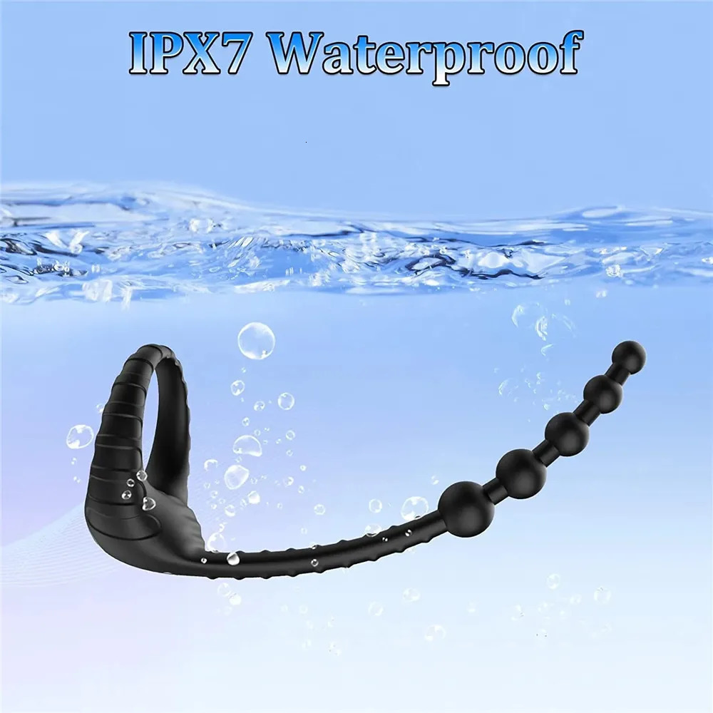 Remote Control Prostate Vibrator Cockring Sex Toys for Men Masturbator Anal Beads Butt Plug Penis Ring Sexy Accessories 240117