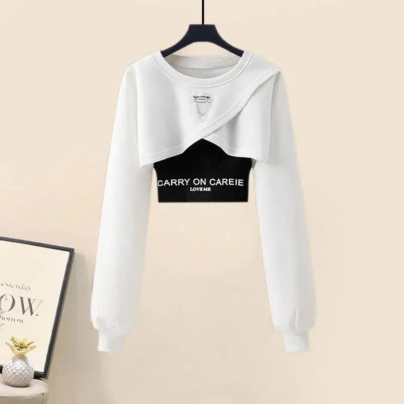 Women's 2024 Spring Casual Tracksuit Matching Set Korean Elegant Short Long Sleeve SweaterVestSport Pants Three Piece Suit 240116
