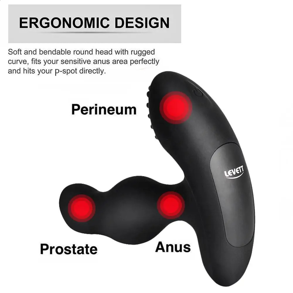 LEVETT Male Prostate Massager Vibrator For Men Women Vibrating Anal Plug Adult Sex Toys Wireless Toy Butt 240117