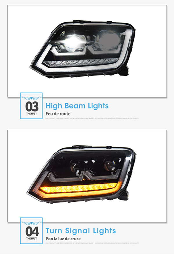 LED Daytime Running Head Light for VW Amarok Car Headlight 2008-2020 Turn Signal High Beam Lamp Lens