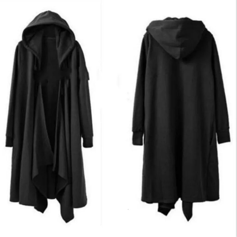 Mens Loose Cape Hooded Long Sleeve Robe Top Cosplay Man Hip Hop Coats Male Hoodie Cotton Streetwear Hombre Jackets 240117