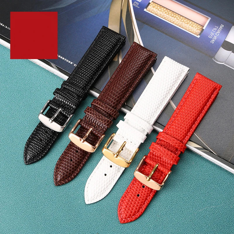 16mm 18mm 20mm 22mm Black Brown Red Top Grade Lizard pattern Men and women Genuine Leather Watch BAND Strap Free Delivery 240116