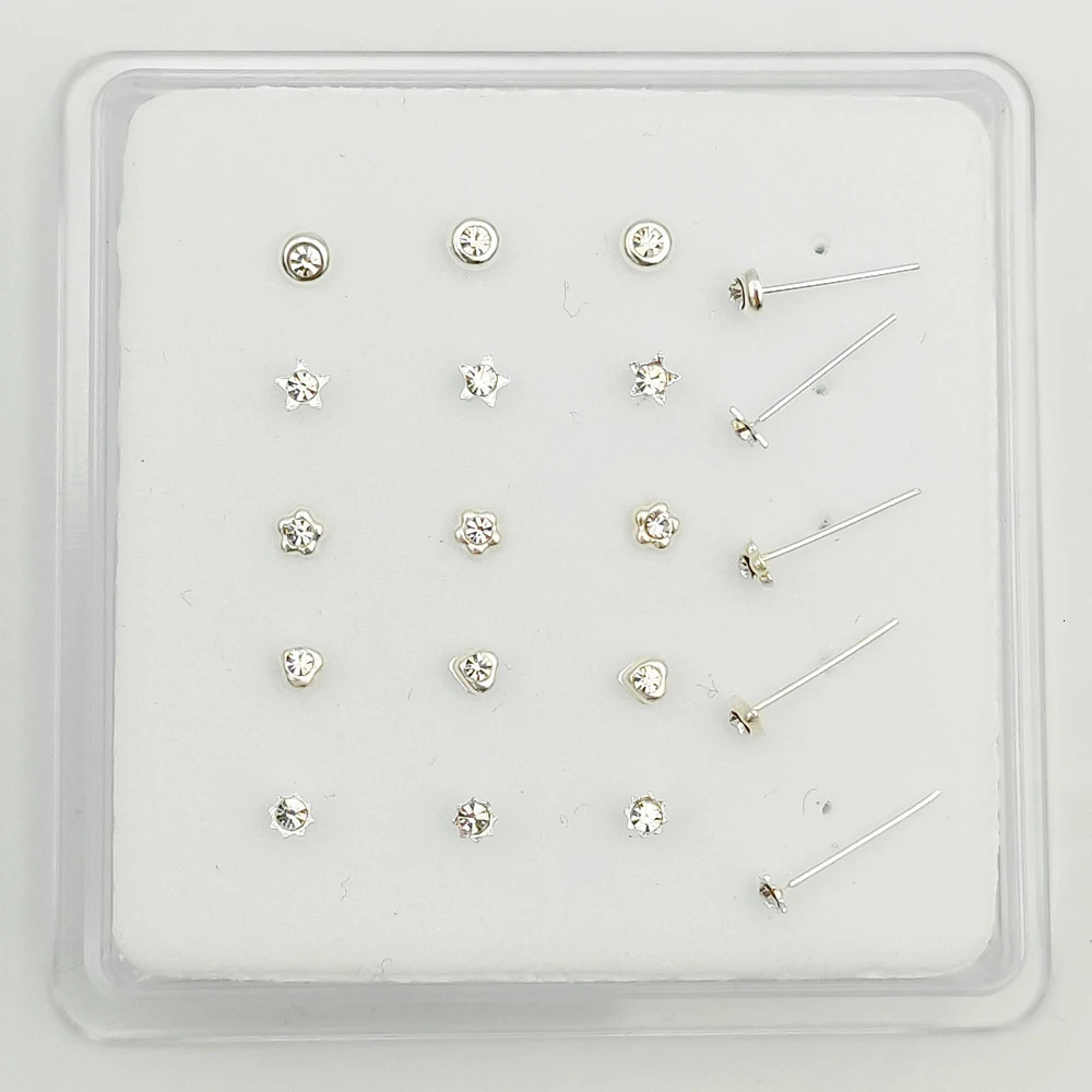 925 Sterling Sliver Nose stud fashion Christmas gift for women crystal nariz piercing jewelry 20pcs/pack 240117