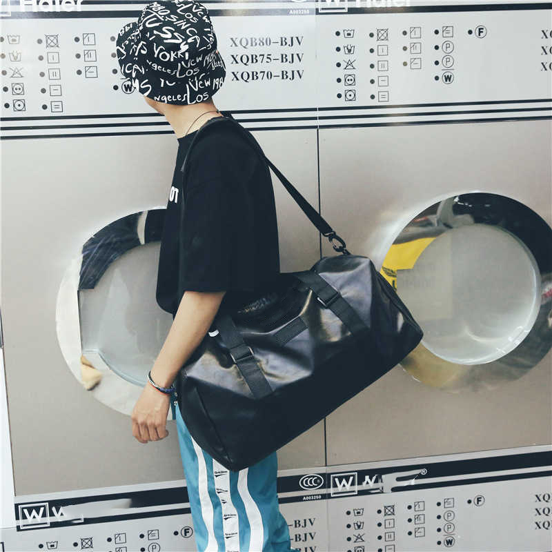 Duffle Bags New Portable Letter Business Travel Bag Pu Men s and Women s Sports Fitness Short Distance Light Storage Luggage 230406
