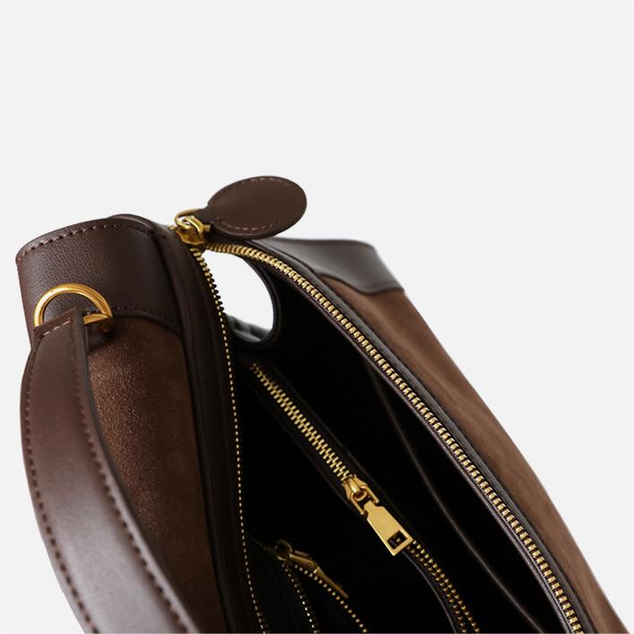 Autumn/Winter Retro Patchwork Tote: Matte Suede & Genuine Leather, Versatile Backpack, Crossbody, Messenger Bag for Women - Geometric Zip Designer