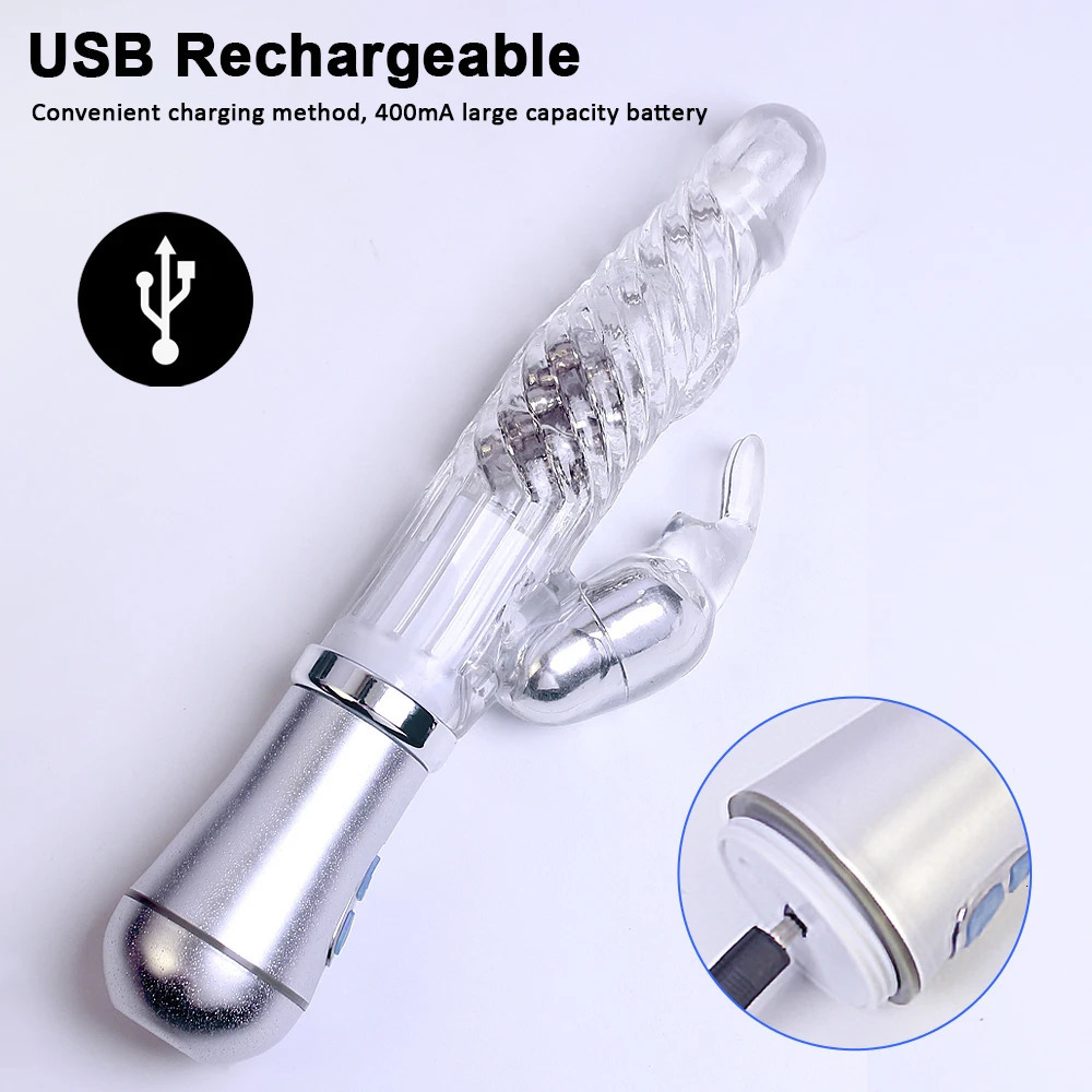 Rabbit G Spot Dildo Vibrator Clitoris Stimulator Penis Anal Double Penetration Tongue Licking Rod Sex Toy For Women Adult 240117