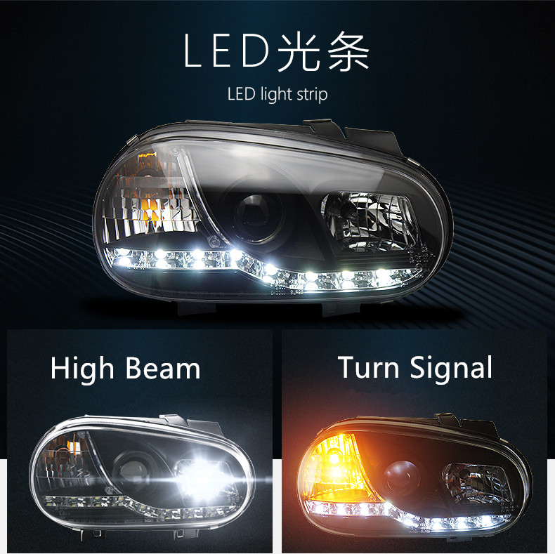 Car Turn Signal Head Lamp for VW Golf 4 LED Daytime Running Headlight 2004-2008 MK4 High Beam Light Lens
